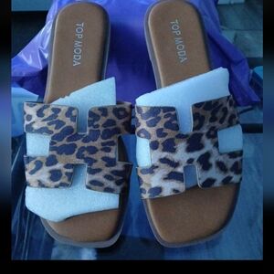 TOP Moda Brown Leopard Women's Sandals